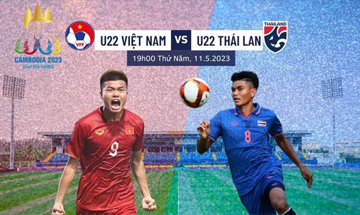 U22 Việt Nam và U22 Thái Lan sẽ tranh ngôi đầu bảng A bóng đá nam SEA Games 32. Đồ họa: Lê Vinh