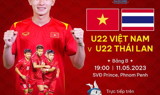 U22 Việt Nam và U22 Thái Lan sẽ tranh ngồi đầu bảng B, SEA Games 32. Ảnh: VFF.
