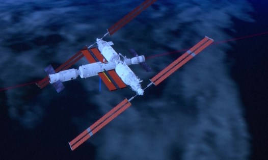 Tàu vũ trụ chở hàng Thiên Châu 6 cập bến thành công ngày 11.5.2023. Ảnh: VCG