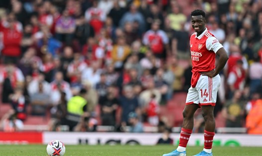Tiền đạo trẻ Eddie Nketiah thất vọng trong trận thua của Arsenal trước Brighton.  Ảnh: AFP