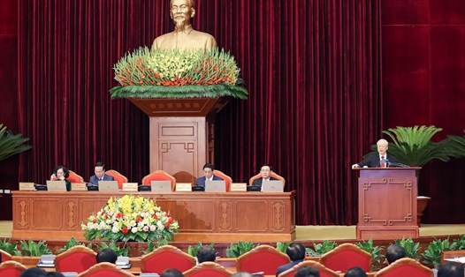 Tổng Bí thư Nguyễn Phú Trọng phát biểu khai mạc Hội nghị Trung ương 7 khoá XIII. Ảnh: Nhật Bắc/VGP