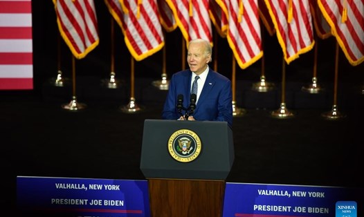 Tổng thống Joe Biden nói về nguy cơ Mỹ vỡ nợ trong một sự kiện ở New York, ngày 10.5.2023. Ảnh: Xinhua