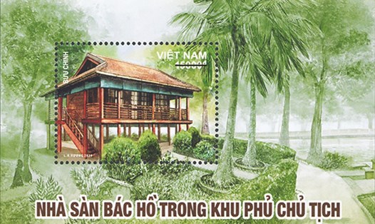 Mẫu blốc tem "Nhà sàn Bác Hồ trong Khu Phủ Chủ tịch”. Ảnh: Bộ Thông tin & Truyền thông
