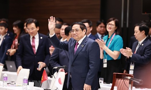 Thủ tướng Chính phủ Phạm Minh Chính dự Tọa đàm doanh nghiệp Việt Nam - Nhật Bản. Ảnh: TTXVN