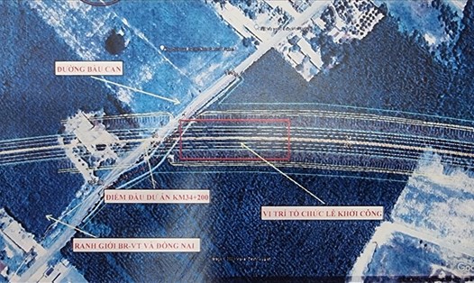 Vị trí dự kiến làm lễ khởi công dự án thành phần 3 cao tốc Biên Hòa - Vũng Tàu. Ảnh: BQL DAGT Cái Mép - Thị Vải