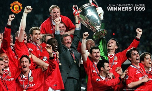 Man United dưới thời Alex Ferguson vô địch Champions League 1999, qua đó hoàn thành cú ăn ba lịch sử.  Ảnh: Manchester United