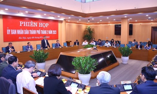 Phiên họp Ủy ban nhân dân Thành phố Hà Nội thường kỳ tháng 2.2023. Ảnh: Tiến Thành