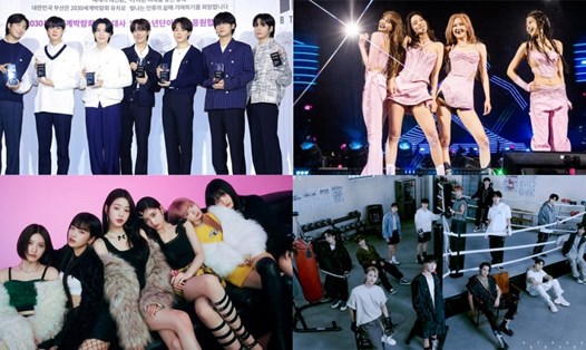 Nhóm nhạc đứng đầu bảng xếp hạng giá trị thương hiệu nhóm nhạc thần tượng Kpop tháng 5  lần lượt gồm BTS, Blackpink, IVE, Seventeen... Ảnh: AllKPop.