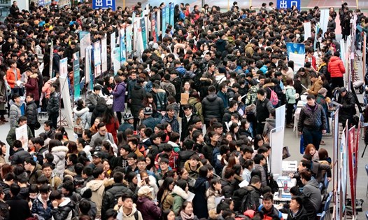 Một hội chợ việc làm ở Thiên Tân, Trung Quốc. Ảnh minh hoạ: Xinhua