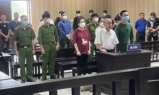 Quang cảnh phiên tòa xét xử bị cáo Trần Đình Giao và 3 đồng phạm. Ảnh: Công an tỉnh Nam Định