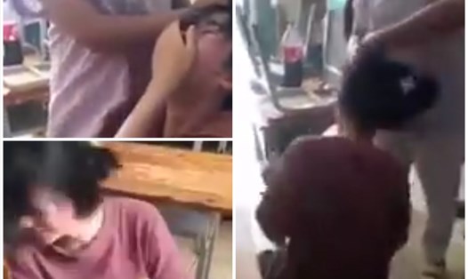 Vụ việc bạo lực học đường xảy ra tại xã Hiền Quan, huyện Tam Nông, tỉnh Phú Thọ. Ảnh cắt từ clip trên mạng xã hội.