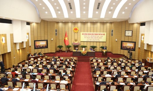 Toàn cảnh kỳ họp của Hội đồng nhân dân Thành phố Hà Nội. Ảnh minh họa: Phạm Đông