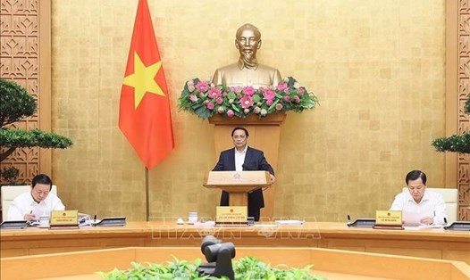 Thủ tướng Phạm Minh Chính chủ trì phiên họp Chính phủ thường kì tháng 4.2023. Ảnh: TTXVN
