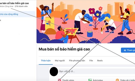 Một hội, nhóm hoạt động mua bán, cầm cố sổ BHXH trên mạng xã hội Facebook. Ảnh: BHXH Việt Nam