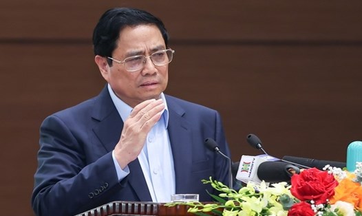 Thủ tướng Phạm Minh Chính phát biểu kết luận buổi làm việc. Ảnh: VGP