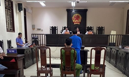 Quang cảnh phiên tòa xét xử bị cáo Vũ Công Kết. Ảnh: VKSND tỉnh Thái Bình
