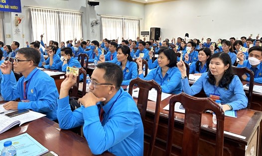 Đến nay, toàn tỉnh An Giang có 1.468/1.468 CĐCS, NĐ tổ chức thành công đại hội, đạt 100%. Ảnh: Khánh Hà