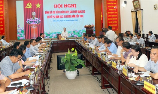 Chủ tịch UBND tỉnh Bạc Liêu Phạm Văn Thiều chủ trì hội nghị đánh giá chỉ số PCI năm 2022. Ảnh: Nhật Hồ