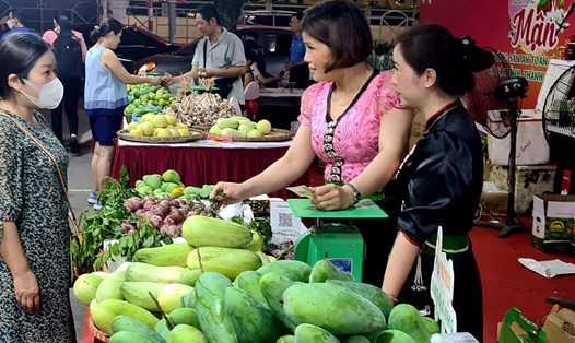 Nhiều sản phẩm nông sản của Sơn La thu hút người dân Thủ đô. Ảnh: Vũ Long