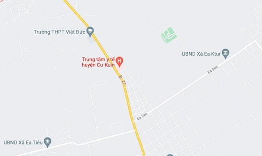 Hai địa điểm xã Ea Tiêu và Ea Ktur, huyện Cư Kuin, tỉnh Đắk Lắk bị nhóm người tấn công. Ảnh chụp màn hình Google Maps