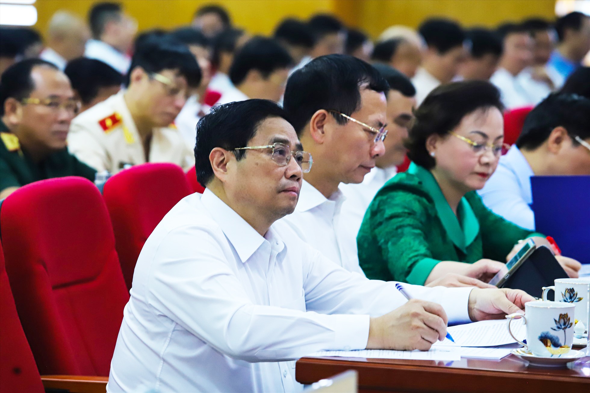 Thủ tướng Phạm Minh Chính tại buổi thăm và làm việc với Hội Nhà báo Việt Nam. Ảnh: Phạm Đông