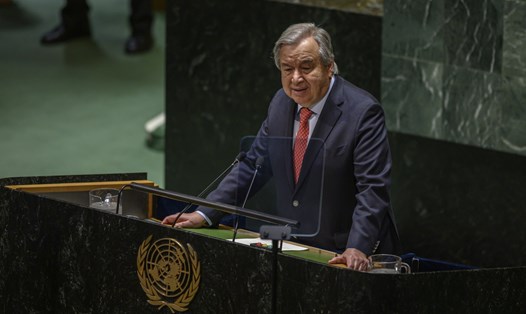 Tổng thư ký Liên Hợp Quốc Antonio Guterres đã ủng hộ đề xuất về cơ quan kiểm soát trí tuệ nhân tạo toàn cầu. Ảnh: AFP