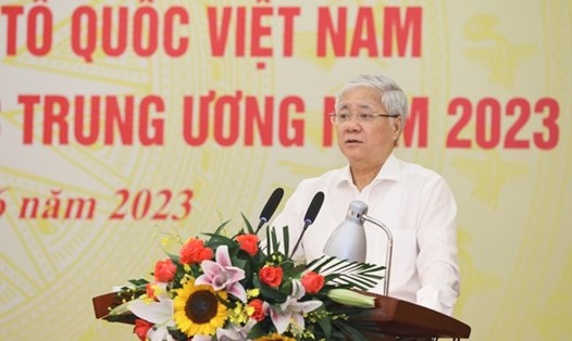 Chủ tịch Uỷ ban Trung ương MTTQ Việt Nam Đỗ Văn Chiến phát biểu. Ảnh: Phạm Đông