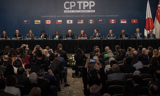 Lễ kí kết CPTPP ở Santiago, Chile, ngày 8.3.2018. Ảnh: Xinhua