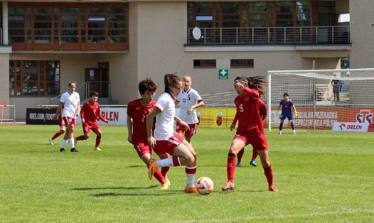 Đội tuyển nữ Việt Nam để thua 1-2 trong trận giao hữu với U23 nữ Ba Lan. Ảnh: VFF