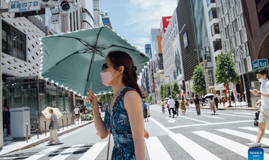 Đường phố Tokyo, Nhật Bản trong đợt nắng nóng. Ảnh: Xinhua