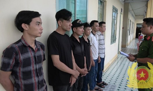 6 đối tượng liên quan đến vụ cố ý gây thương tích xảy ra trên địa bàn huyện Chợ Gạo. Ảnh: Công an tỉnh Tiền Giang
