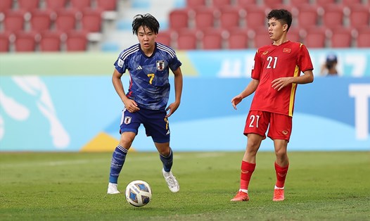 U17 Việt Nam thua 0-4 trước U17 Nhật Bản ở vòng bảng U17 châu Á 2023. Ảnh: VFF