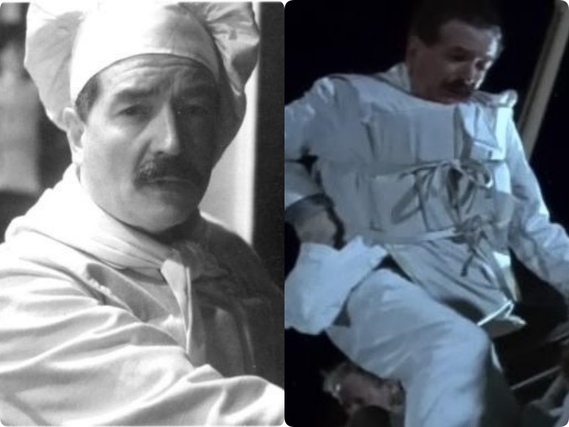 Charles Joughin (ảnh trái) nhân vật thực tế và trong phim Titanic (ảnh phải) . Ảnh: Chụp màn hình