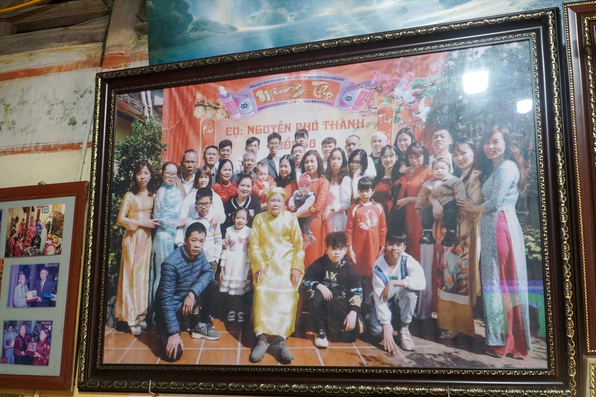 Hình ảnh lưu niệm gia đình ngũ đại đồng đường của cụ Nguyễn Phú Thành được chụp Xuân 2023. Ảnh: Minh Ánh
