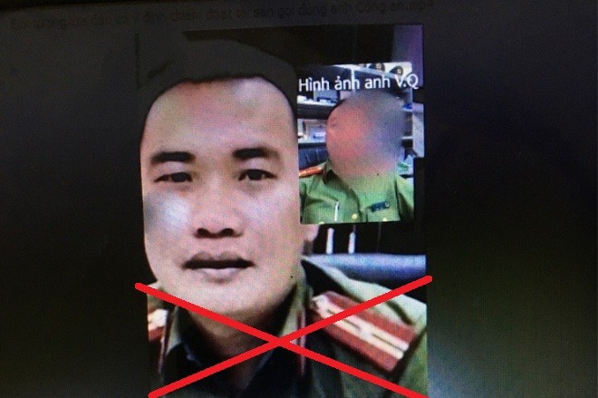 Hình ảnh nghi phạm lừa đảo (ảnh lớn) gọi điện video cho cán bộ công an V.Q. Ảnh: Công an Cao Bằng.