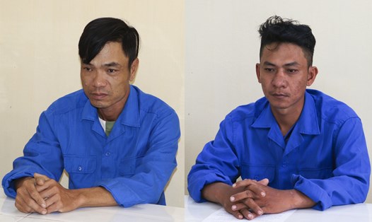 Nguyễn Chí Công (phải) và Nguyễn Quang Hùng (trái). Ảnh: Công an cung cấp.