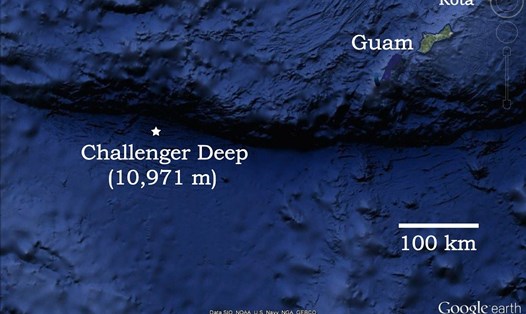 Vực thẳm Challenger thuộc rãnh đại dương Mariana là điểm sâu nhất được biết đến trên Trái đất. Ảnh: NOAA