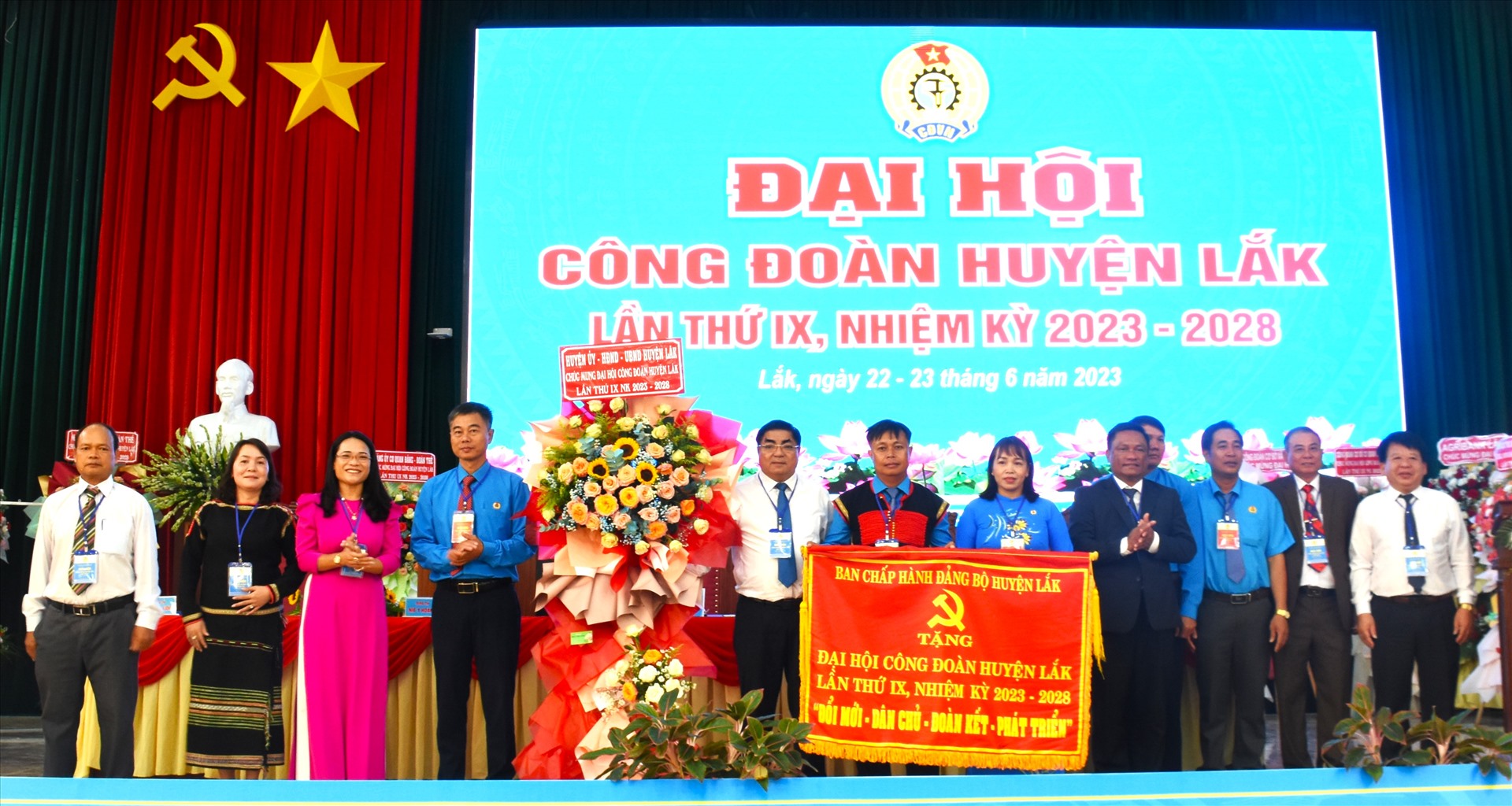 Công đoàn huyện Lắk đã tổ chức thành công Đại hội lần thứ IX, nhiệm kỳ 2023 – 2028 thành công tốt đẹp. Ảnh: Quốc Diễn.
