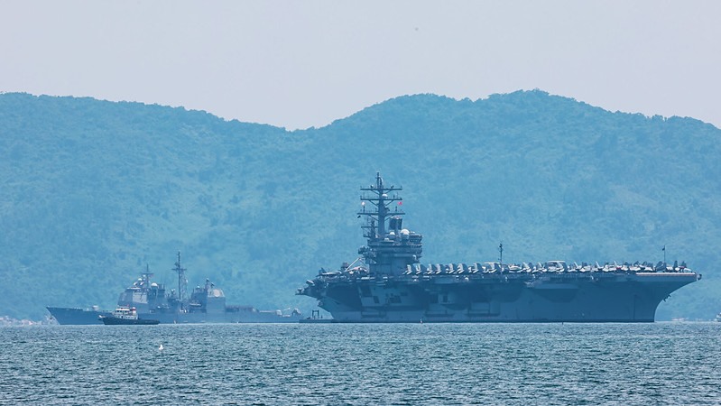 Tàu sân bay Mỹ USS Ronald Reagan tới Đà Nẵng ngày 25.6.2023. Ảnh: Phái đoàn ngoại giao Mỹ tại Việt Nam