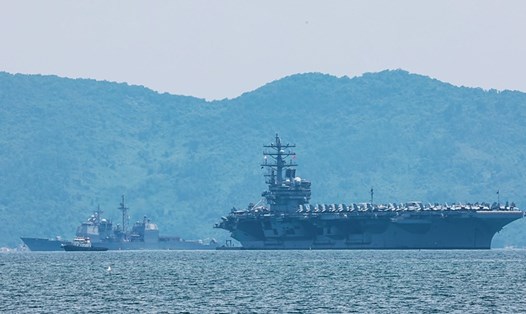 Tàu sân bay Mỹ USS Ronald Reagan tới Đà Nẵng ngày 25.6.2023. Ảnh: Phái đoàn ngoại giao Mỹ tại Việt Nam