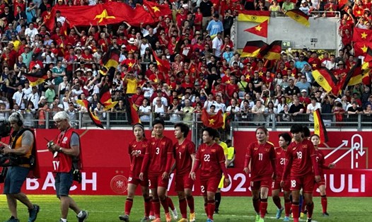 Đội tuyển nữ Việt Nam nhận được nhiều lời khen sau trận thua giao hữu 1-2 trước tuyển nữ Đức. Ảnh: VFF