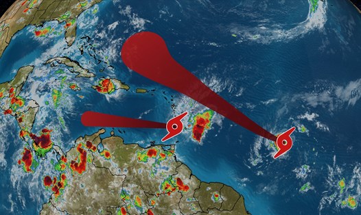 Hai cơn bão được đặt tên ở Đại Tây Dương trong tháng 6.2023 là bão Cindy và bão Bret. Ảnh: Twitter