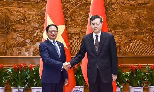 Bộ trưởng Ngoại giao Bùi Thanh Sơn đã có cuộc gặp với Ủy viên Quốc vụ, Bộ trưởng Ngoại giao Trung Quốc Qin Gang (Tần Cương). Ảnh: Bộ Ngoại giao