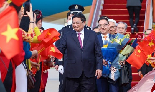 Lễ đón Thủ tướng Chính phủ Phạm Minh Chính tại sân bay quốc tế Bắc Kinh, Trung Quốc, chiều 25.6.2023. Ảnh: VGP