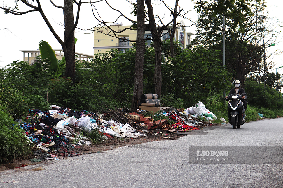 Không chỉ tại khu vực Lĩnh Nam, tại khu vực ngõ 587 Tam Trinh (quận Hoàng Mai) cũng xuất hiện nhiều bãi rác tự phát bên cạnh ao hồ, đầm của người dân.