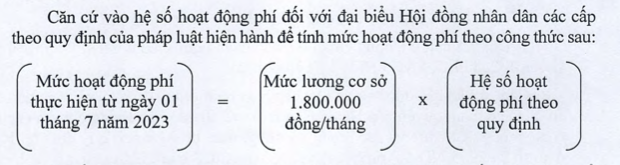 Cách tính mức hoạt động phí của đại biểu HĐND các cấp từ 1.7.2023. Ảnh: T.Vương