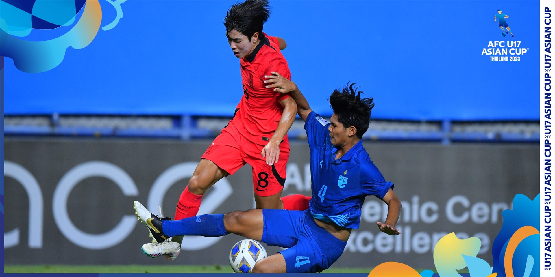 U17 Hàn Quốc (đỏ) giành chiến thắng 4-1 trước U17 Thái Lan. Ảnh: AFC