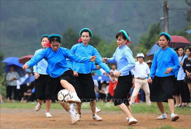 Những cô gái Sán Chỉ ở xã Húc Động, huyện Bình Liêu, tỉnh Quảng Ninh. Ảnh: TTXVN