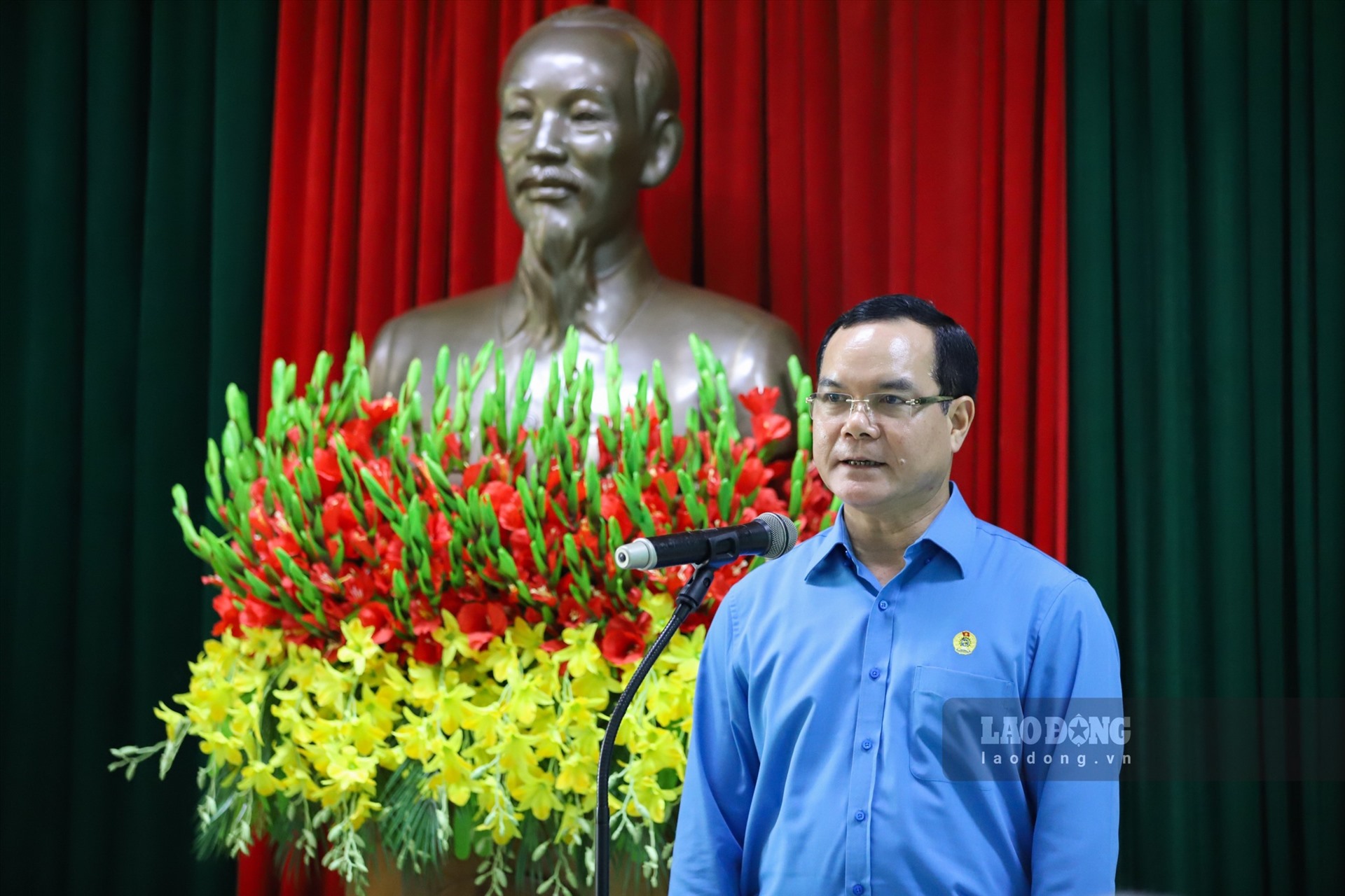 Chủ tịch Nguyễn Đình Khang phát biểu tại Khu di tích K9. Ảnh: Tô Thế