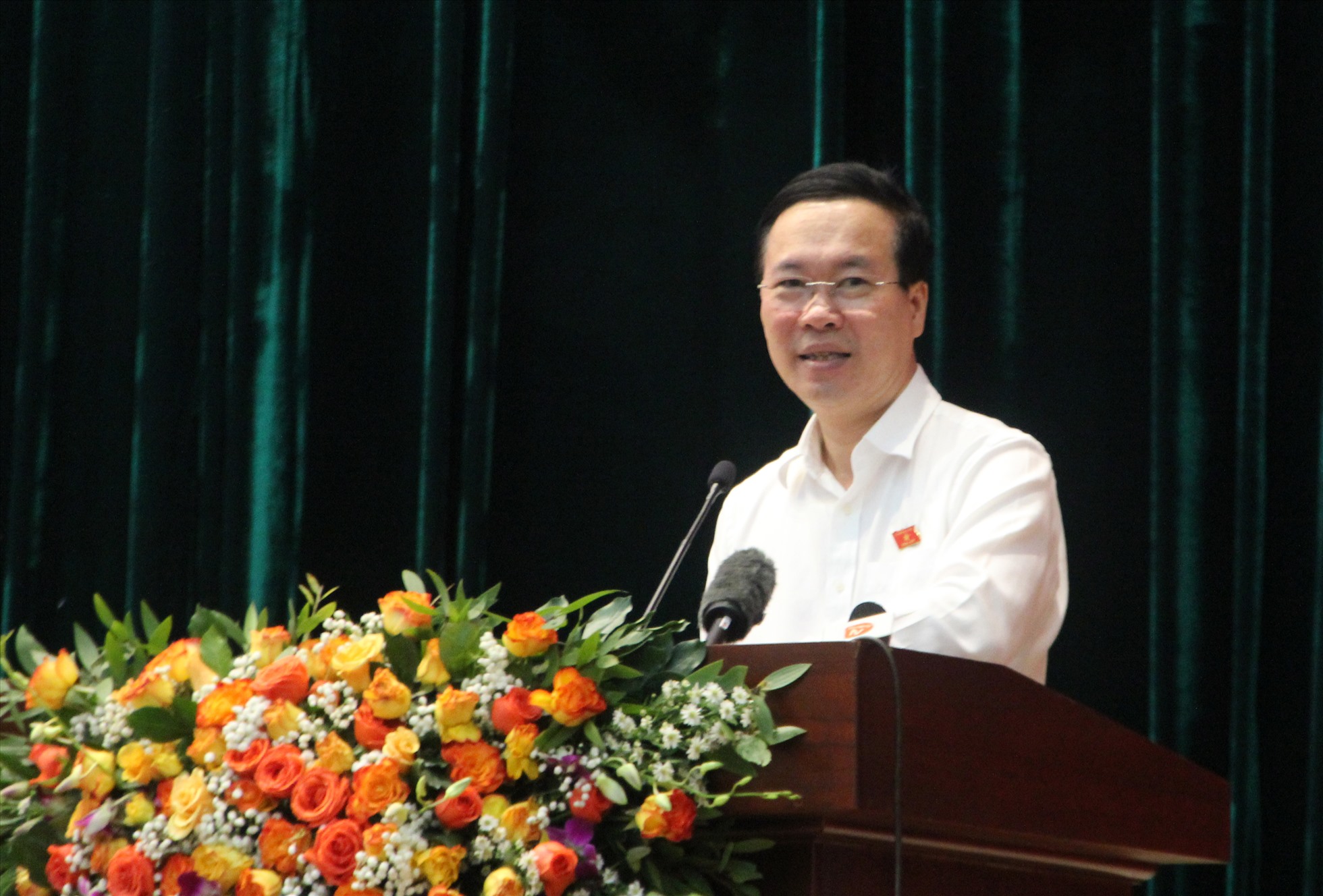 Chủ tịch nước Võ Văn Thưởng tiếp xúc cử tri Đà Nẵng sau kỳ họp Quốc hội. Ảnh: Thùy Trang